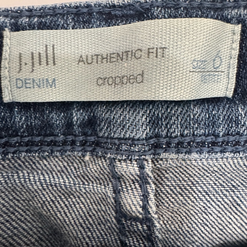 Cropped Jeans Embroidered Floral Denim Mid Rise Women 6 J Jill - Picture 6 of 7